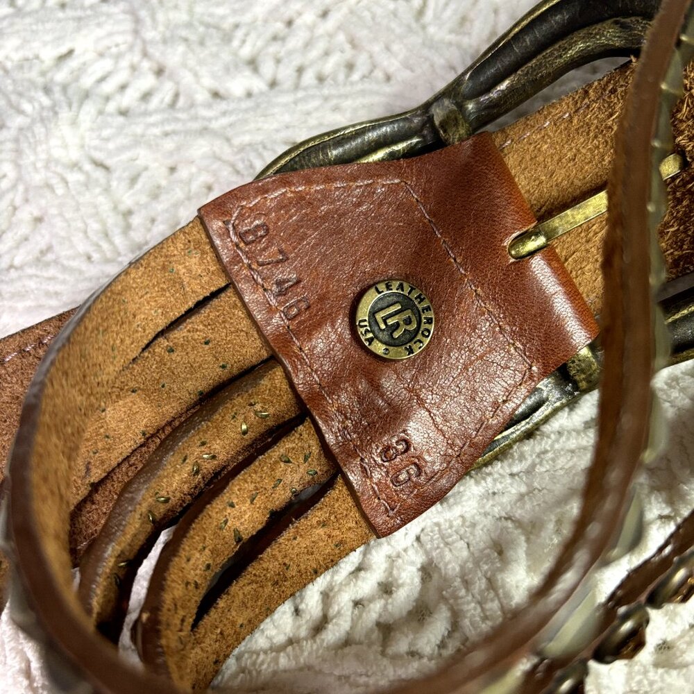 Leatherock RARE Preston 4 Strand Hip Belt Blue Brown Crystals Made in USA MINT - Picture 5 of 8